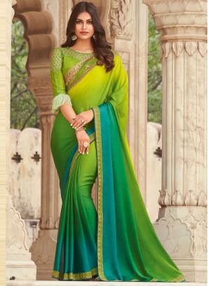 Cherubic Embroidered Ceremonial Shaded Saree