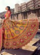 Cherubic Pink and Yellow Embroidered Banarasi Silk Lehenga Choli