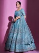 Firozi Silk Sequins A Line Lehenga Choli