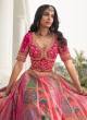 Pink and Peach Floral Embroidered Silk Lehenga Choli