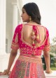 Pink and Peach Floral Embroidered Silk Lehenga Choli