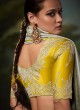 Enticing Silver Designer Banarasi Shimmer Silk Saree