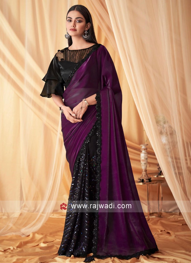 Buy Purple Chiffon Sarees Online for Women in USA