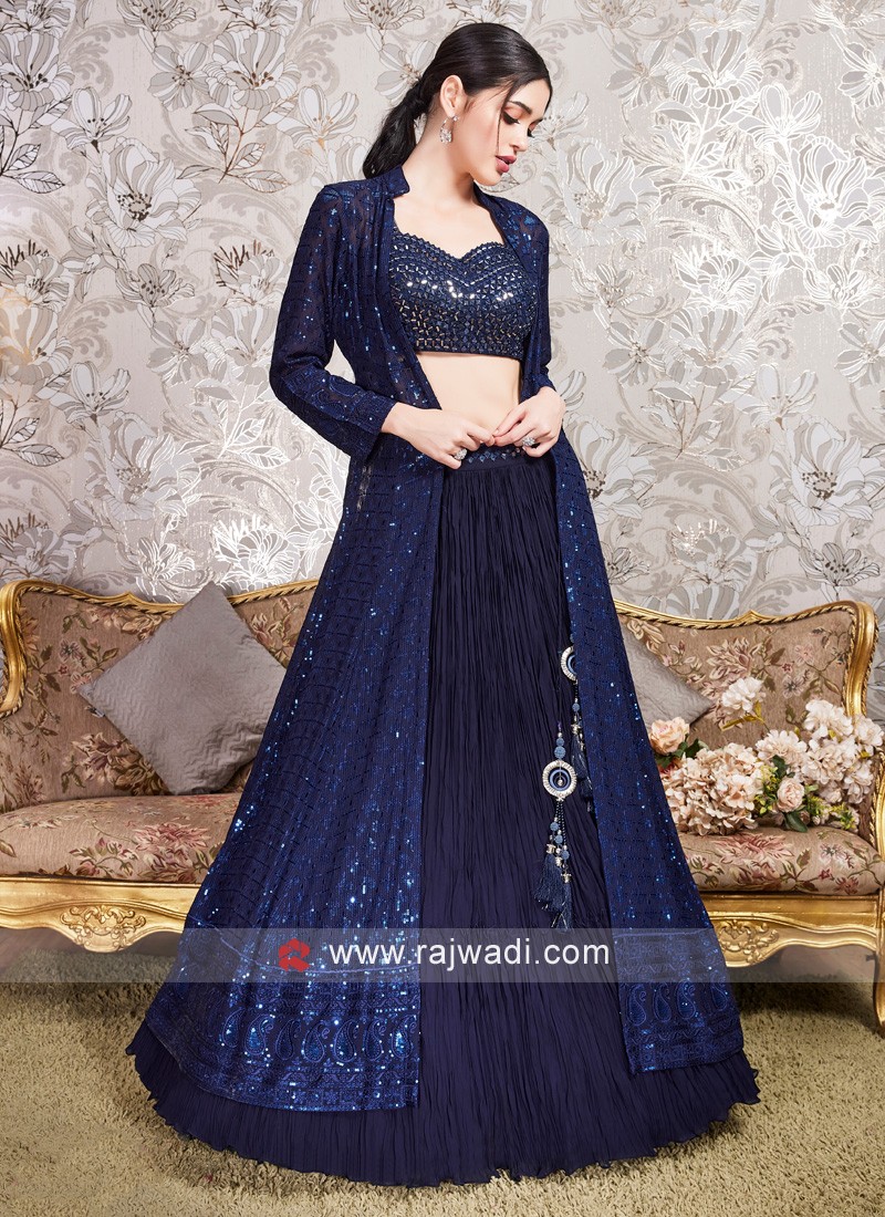 Black Heavy Designer Embroidered Work Jacket Style Lehenga Choli - Indian  Heavy Anarkali Lehenga Gowns Sharara Sarees Pakistani Dresses in  USA/UK/Canada/UAE - IndiaBoulevard