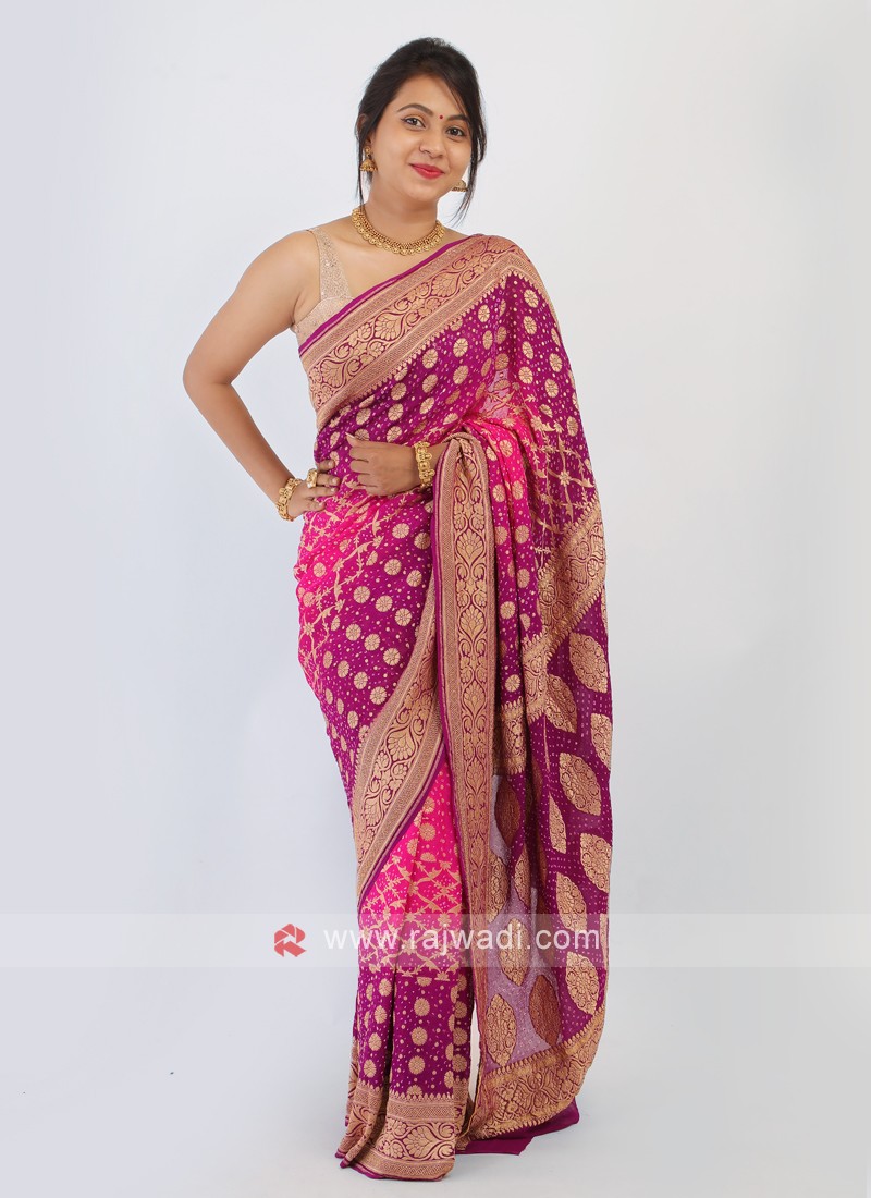 Patola Style Bandhani Saree In Purple And Maroon Color Made From Silk –  Sankalp The Bandhej Shoppe