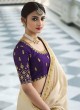 Chiffon Satin Embroidered Cream Classic Saree