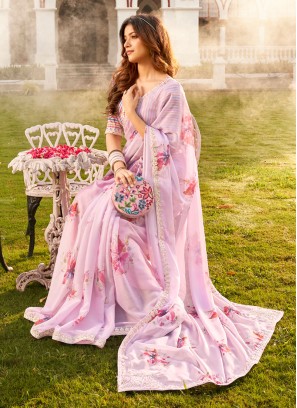 Chiffon Wedding Wear Light Pink Saree