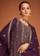 Purple Chinon Silk Sequins Embroidered Palazzo Salwar Suit