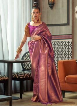 Classic Purple Silk Saree