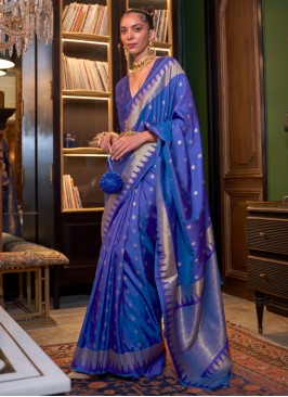 Classic Royal Blue Silk Saree