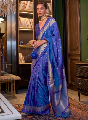 Classic Royal Blue Silk Saree