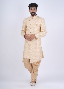 Classy Golden Silk Indowestern For Men