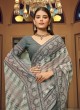 Classy Grey Printed Georgette Designer Saree