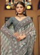 Classy Grey Printed Georgette Designer Saree