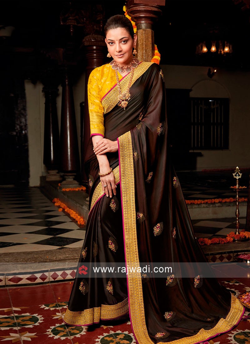 Roman Coffee Brown Woven Banarasi Georgette Silk Saree – MySilkLove