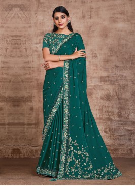 Compelling Green Classic Designer Saree