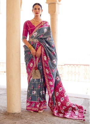 Competent Patola Silk  Grey Weaving Classic Saree