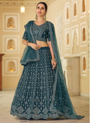 Congenial Net Mirror Morpeach  Lehenga Choli