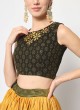 Olive and Mustard Designer Chinon Silk Lehenga Choli