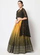 Olive and Mustard Designer Chinon Silk Lehenga Choli