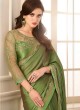 Conspicuous Green Embroidered Chiffon Satin Classic Saree