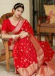 Conspicuous Red Festival Designer Traditional Saree