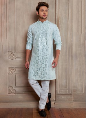 Contemporary Light Blue Kurta Pajama