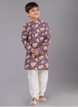 Contemporary Purple Fancy Printed Kurta Pajama