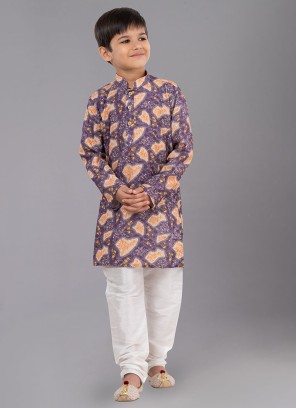 Contemporary Purple Fancy Printed Kurta Pajama