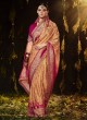 Orange and Deep Pink Bandhej Silk Saree