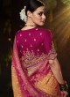 Orange and Deep Pink Bandhej Silk Saree