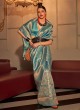 Alluring Blue Weaving Handloom Silk Saree