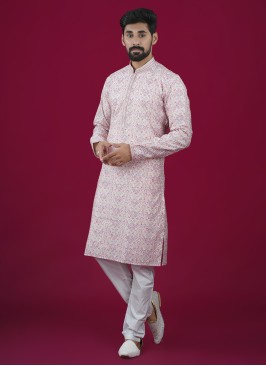 Cotton Embroidered Kurta Pajama For Men