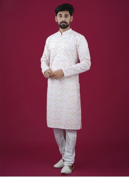 Cotton Embroidered Kurta Pajama For Men