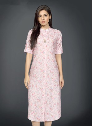 Cotton Fabric Kurti In Baby Pink