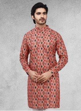 Cotton Kurta In Dark Peach Color