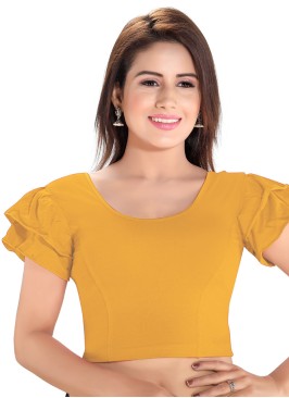 Cotton Lycra Golden Yellow Readymade Blouse