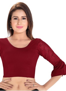 Cotton Lycra Readymade Blouse In Maroon