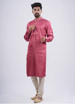 Cotton Silk Gajri Pink Festive Kurta Pajama