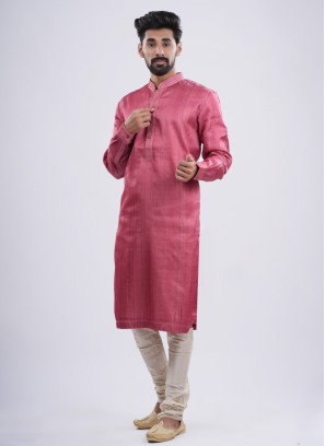 Cotton Silk Gajri Pink Festive Kurta Pajama