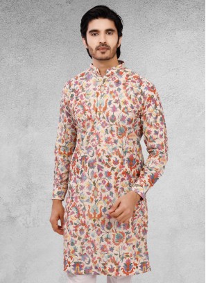 Cotton Silk Kurta In Cream Color