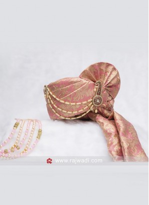 Cotton Silk Pink Brocade Safa