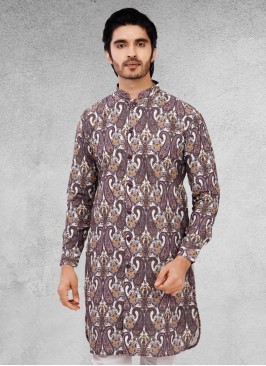 Cotton Silk Printed Kurta In Multi Color