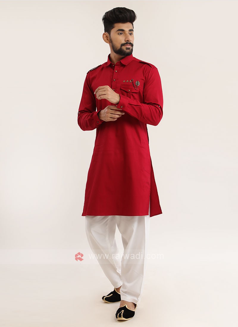 Boys Blue Cotton Solid Color Pathani Suit – AJ Dezines