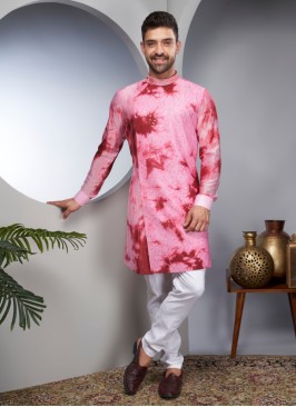 Cotton Silk Wedding Wear Batik Printed Kurta Pajama