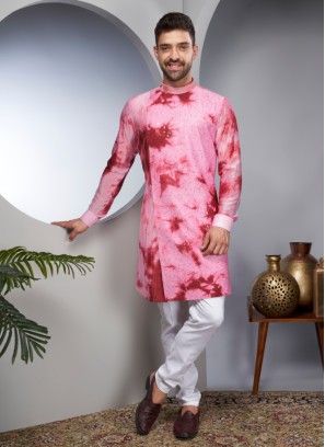 Cotton Silk Wedding Wear Batik Printed Kurta Pajama