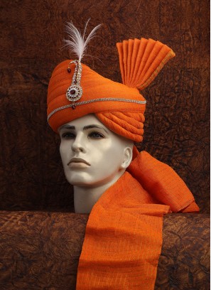 Cotton Zari Orange Turban