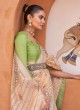 Green and Cream Floral Wedding Classic Saree