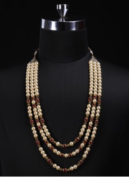 Cream And Maroon Layerd Wedding Mala