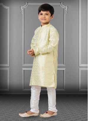 Cream And Off White Linen Silk Kurta Pajama